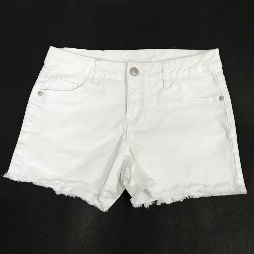 Justice White Denim Raw Hem Shorts Size 16